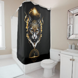 Rideaux De Douche Merveilleux chat noir or.