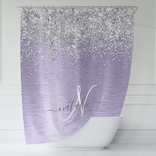 Rideaux De Douche Métal brossé violet Parties scintillant d'argent N