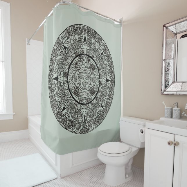 Rideaux De Douche Mexicaine Aztec Sun Stone Maya Calendrier 1 (En situation)
