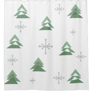 Rideaux De Douche Mi-siècle Abstraits arbres de Noël hiver