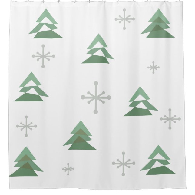 Rideaux De Douche Mi-siècle Abstraits arbres de Noël hiver (Devant)