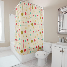 Rideaux De Douche Mi-siècle Moderne Abstrait Motif 29 Crème