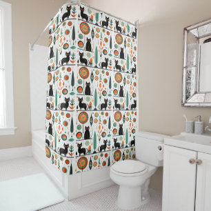 Rideaux De Douche Mi-siècle Moderne Fundy Space Chats