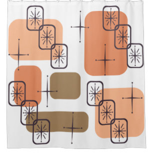 Rideaux De Douche Mi-siècle Moderne Orange Brown