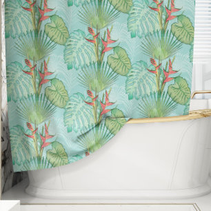 Rideaux De Douche Mi-Siècle Moderne Palm Springs Foliage tropical