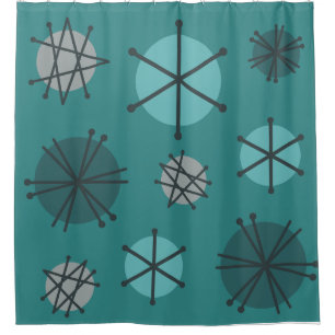 Rideaux De Douche Mi-Siècle Moderne Starburks Turquoise