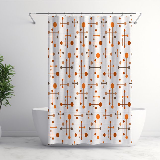 Rideaux De Douche Mi-Siècle Motif d'âge atomique 36 Orange, Brown (Créateur téléchargé)