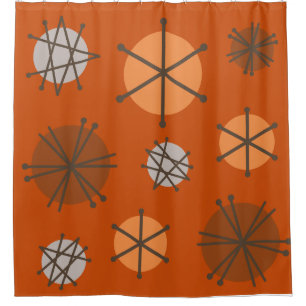 Rideaux De Douche Mi-siècle Starbursts Modernes Brûlé Orange