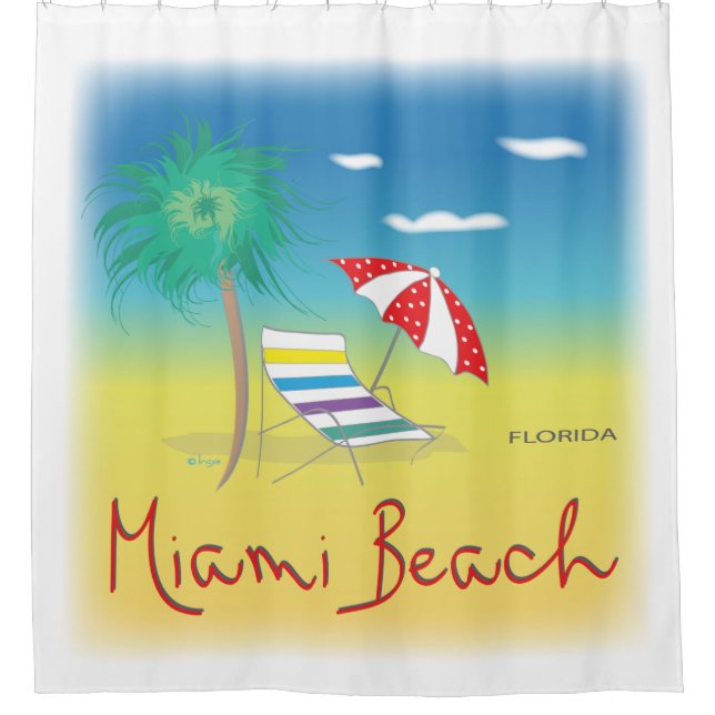 Rideaux De Douche Miami Beach, Floride Illustration - Cool graphique (Devant)