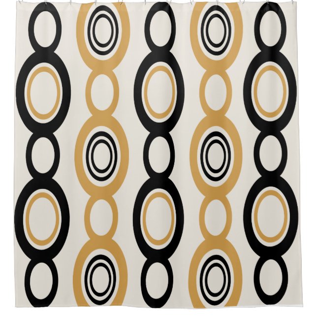 Rideaux De Douche Mid Century Chaîne Moderne Liens Black Orange (Devant)