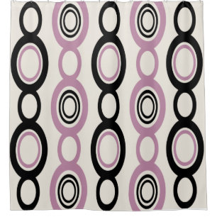 Rideaux De Douche Mid Century Chaîne Moderne Liens Mauve Noire
