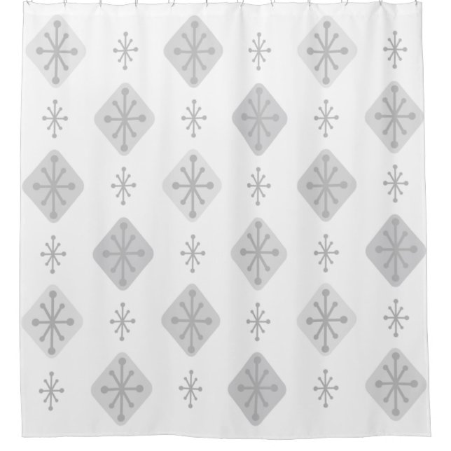 Rideaux De Douche Midcentury Starburst Diamonds Light Gray (Devant)