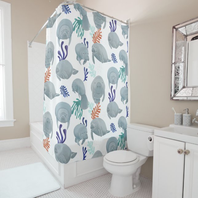 Rideaux De Douche Mignées Manates Avec Motif Bulles (En situation)