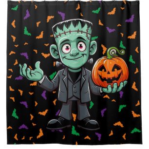 Rideaux De Douche Mignon, monstre du dessin animé Frankenstein