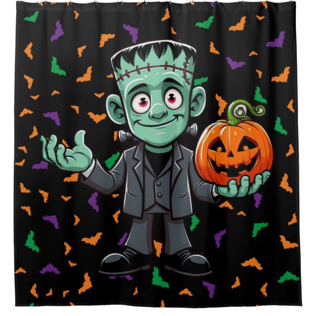 Rideaux De Douche Mignon, monstre du dessin animé Frankenstein (Devant)