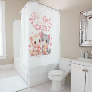 Rideaux De Douche Mignonne Juste une fille qui aime les chats Mignon