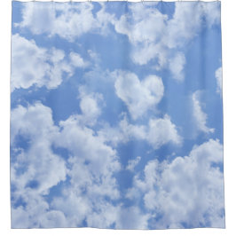 Rideaux De Douche Mignonne Nuage En Forme De Coeur Dans Le Ciel Bleu