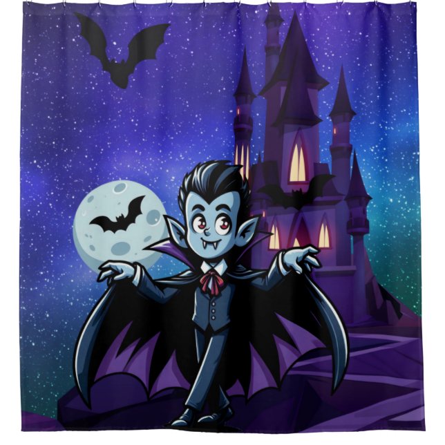 Rideaux De Douche Mignonne, whimsical Halloween vampire (Devant)
