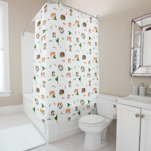 Rideaux De Douche Mignons Cochons d'Inde Drôles Motif d'Animaux de C