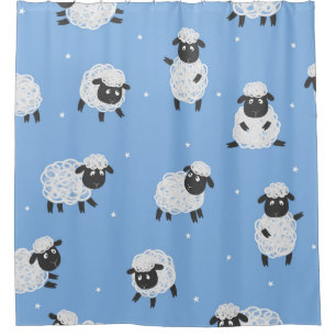 Rideaux De Douche Mignons moutons blancs : agneaux vintages.