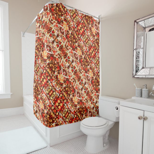 Rideaux De Douche Mignons rouge brun orange pierres abstraites (En situation)