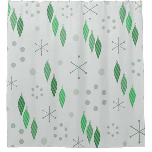 Rideaux De Douche Milieu du siècle moderne hiver vert (Devant)