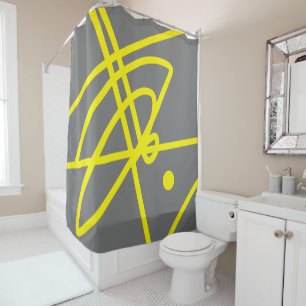 Rideaux De Douche Minimalisme artistique Abstrait gris jaune