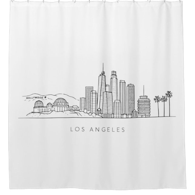 Rideaux De Douche Minimalist Los Angeles Skyline Illustration (Devant)