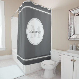 Rideaux De Douche Minimaliste Hôtel Personnalisé Monogramme Chic Gri