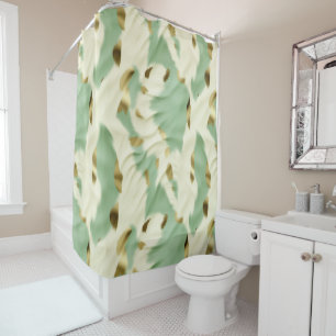 Rideaux De Douche Mint Green Cream Gold Cowhide