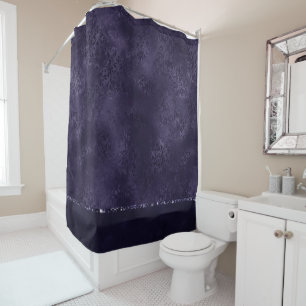 Rideaux De Douche Minuit Indigo Romance   Satiny Grunge Damask