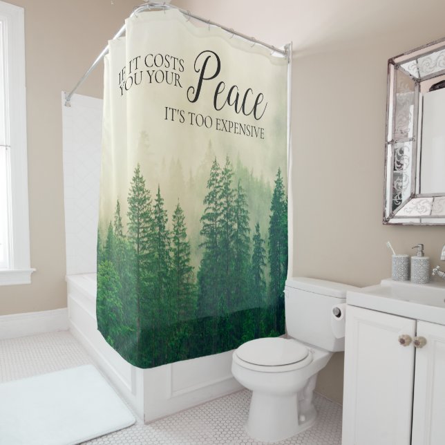 Rideaux De Douche Misty Foggy Mountains Forest Peace (En situation)
