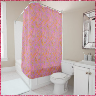 Rideaux De Douche Mod rose violet et jaune géométrique