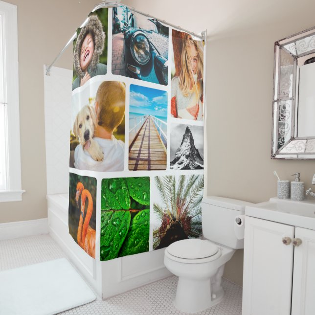 Rideaux De Douche Modèle de collage photo personnalisé 9 (En situation)