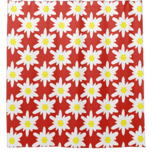 Rideaux De Douche Modèle de fleurs blanches Edelweiss en rouge