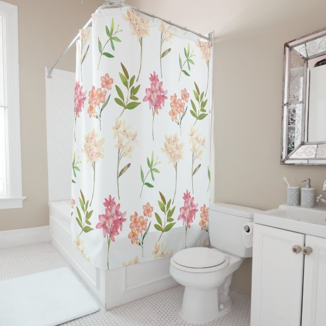 Rideaux De Douche Modèle floral moderne | Botanique tendance (En situation)