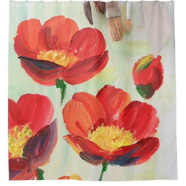 Rideaux De Douche Modèle floral sous forme d'abstraction. Concepteur (Devant)