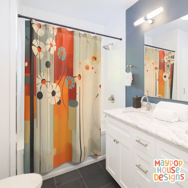 Rideaux De Douche Moderne (mid century modern shower curtain bathroom decor)