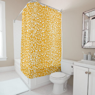 Rideaux De Douche Moderne, blanc, jaune moutarde, poster de animal