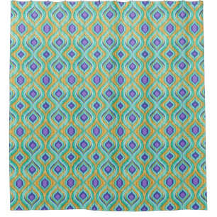 Rideaux De Douche Moderne Chic Peacock Feather Ikat Motif Douche