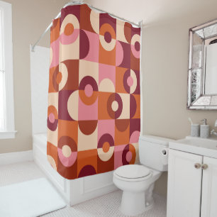 Rideaux De Douche Moderne du milieu du siècle Demi-cercles Rose oran