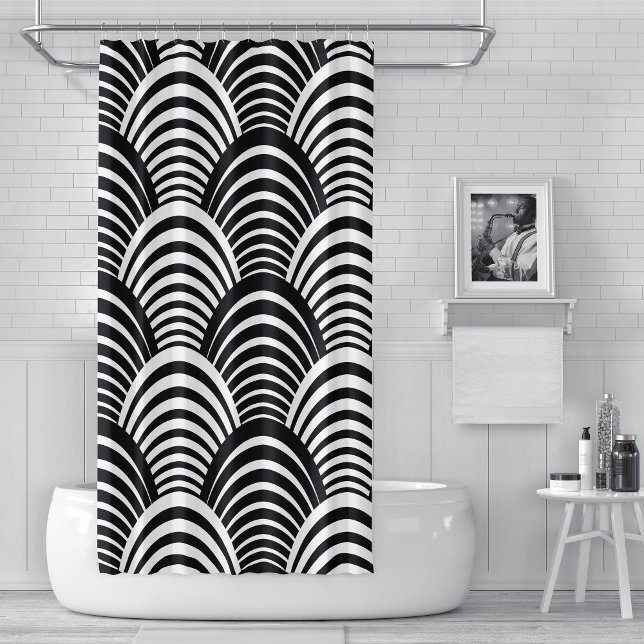 Rideaux De Douche Moderne Jazz Age Roaring Années Noir et blanc (Créateur téléchargé)
