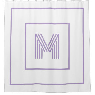 Rideaux De Douche Moderne monogramme personnalisé blanc violet