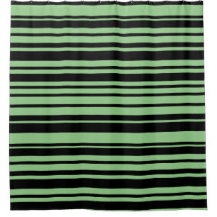 Rideaux De Douche Moderne Sage noir Vert rayé Abstrait
