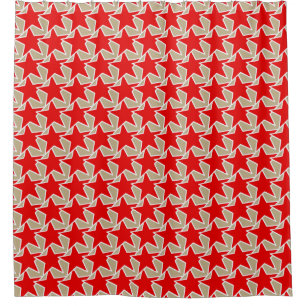 Rideaux De Douche Moderne Star Géométrique - rouge profond et taupe
