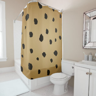 Rideaux De Douche Moderne Tache Noire Verge d'Or Doré Beige Tan