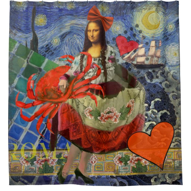 Rideaux De Douche Mona Lisa Fun Zodiac Whimsical (Devant)