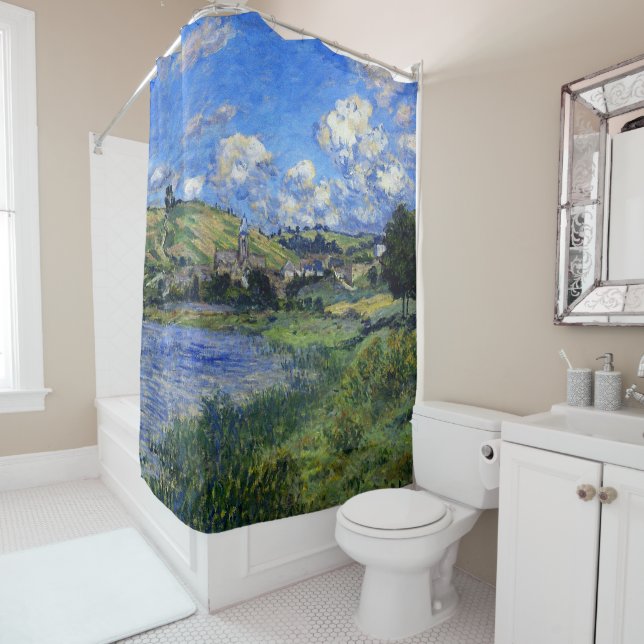 Rideaux De Douche Monet - Passage de Vetheuil, célèbre peinture, (En situation)