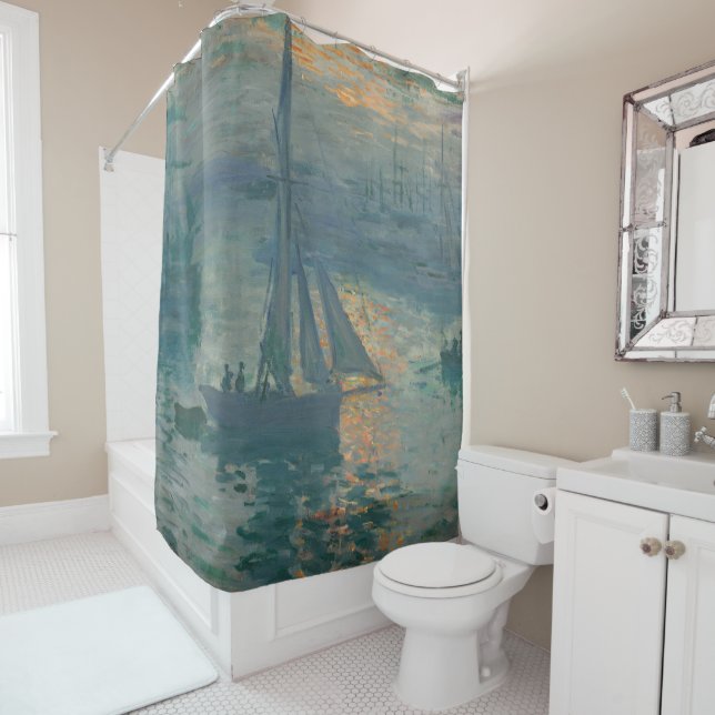 Rideaux De Douche Monet Sunrise Marine Impressionnisme peinture (En situation)
