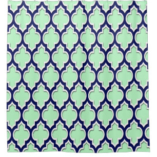 Rideaux De Douche Monnaie Bleu Blanc XL Marocain #4DS